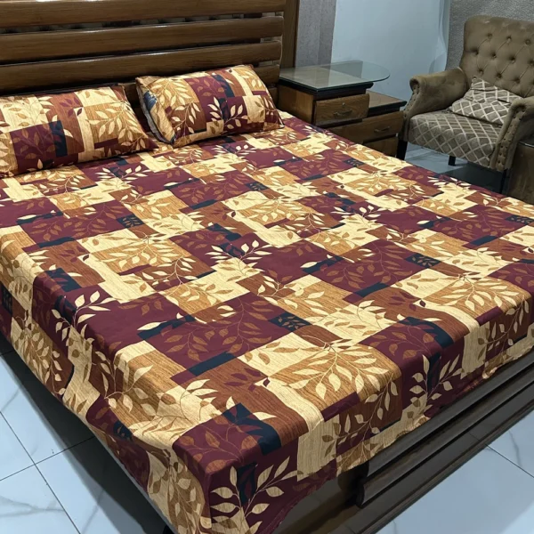 Red Floral - 3 Pcs Bed Sheet