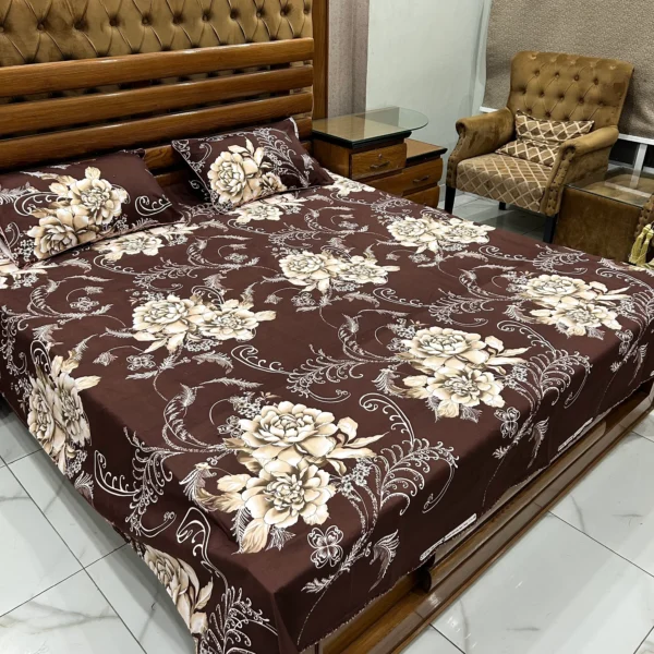 Brown Rose - 3 Pcs Bed Sheet