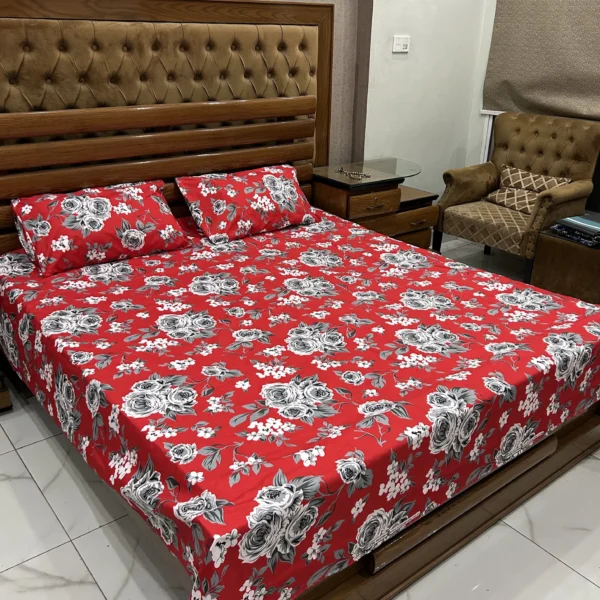 Red Roses - 3 Pcs Bed Sheet