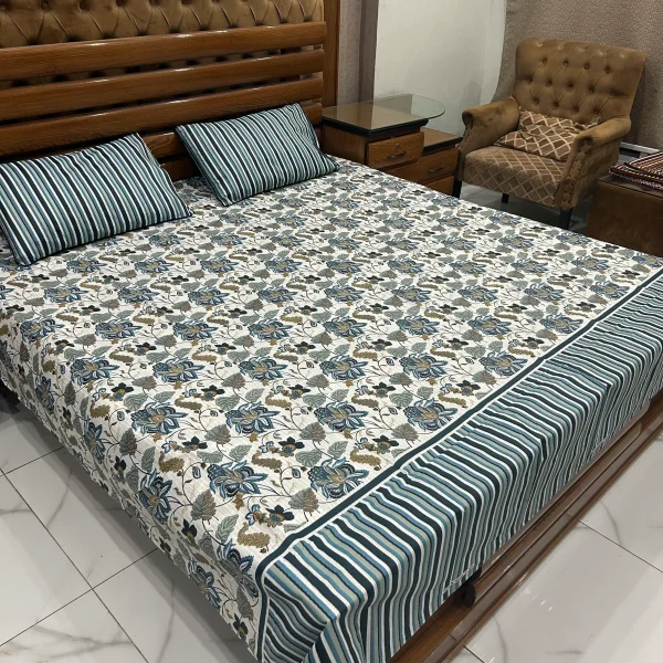 Slate Floral - 3 Pcs Bed Sheet